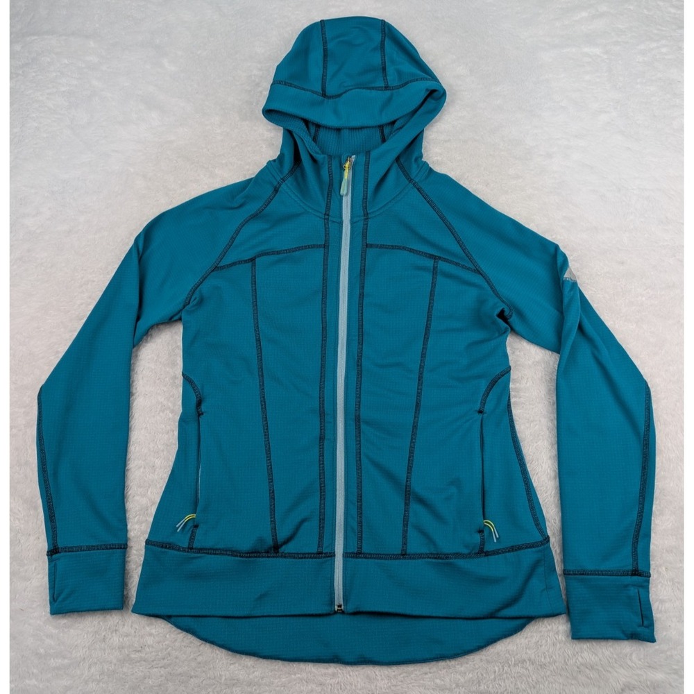 Eddie Bauer First Ascent Full Zip Jacket Women's L Blue Hooded Zip Pockets Logo
